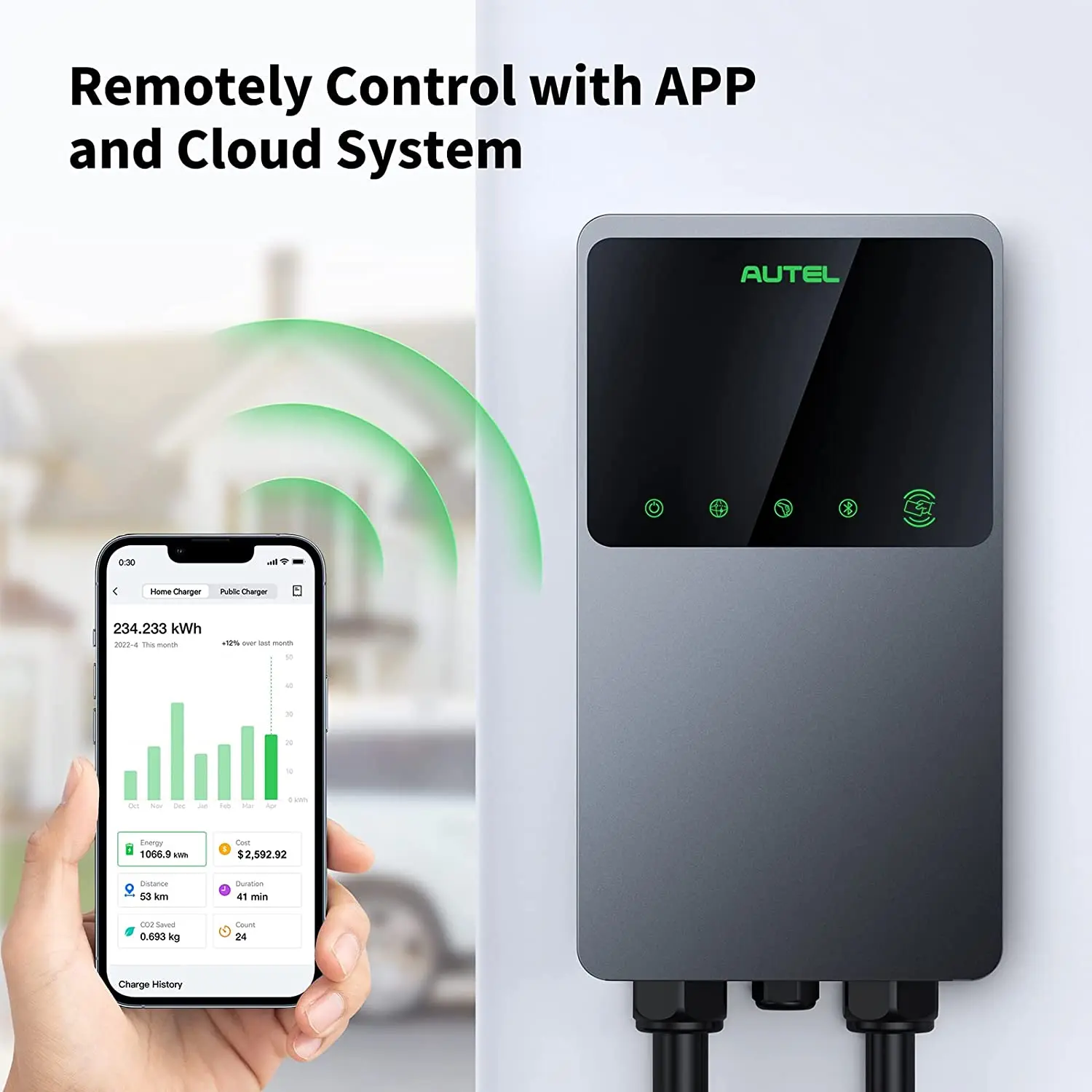 Autel 9.6KW الذكية APP Contorl المستوى 2 40A 240 فولت 25ft كابل شاحن سيارات كهربائية للمنزل نوع 1 مركبة كهربية محطة شحن اسم 6-50