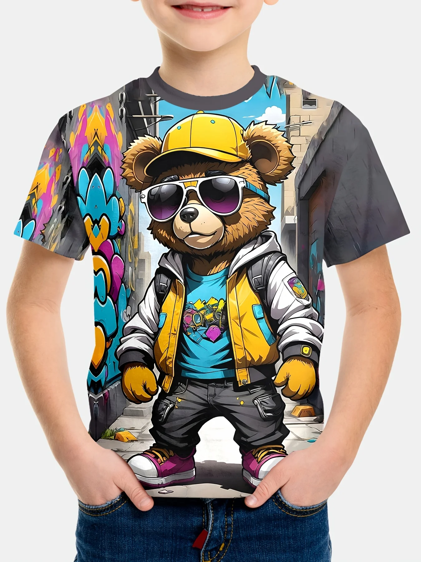 Summer Fashion Boys Trend 3D Digital Print T Shirt Cool Multicolor Kids Clothes for Boys 2 to 9 Years Anime-Style Children Top