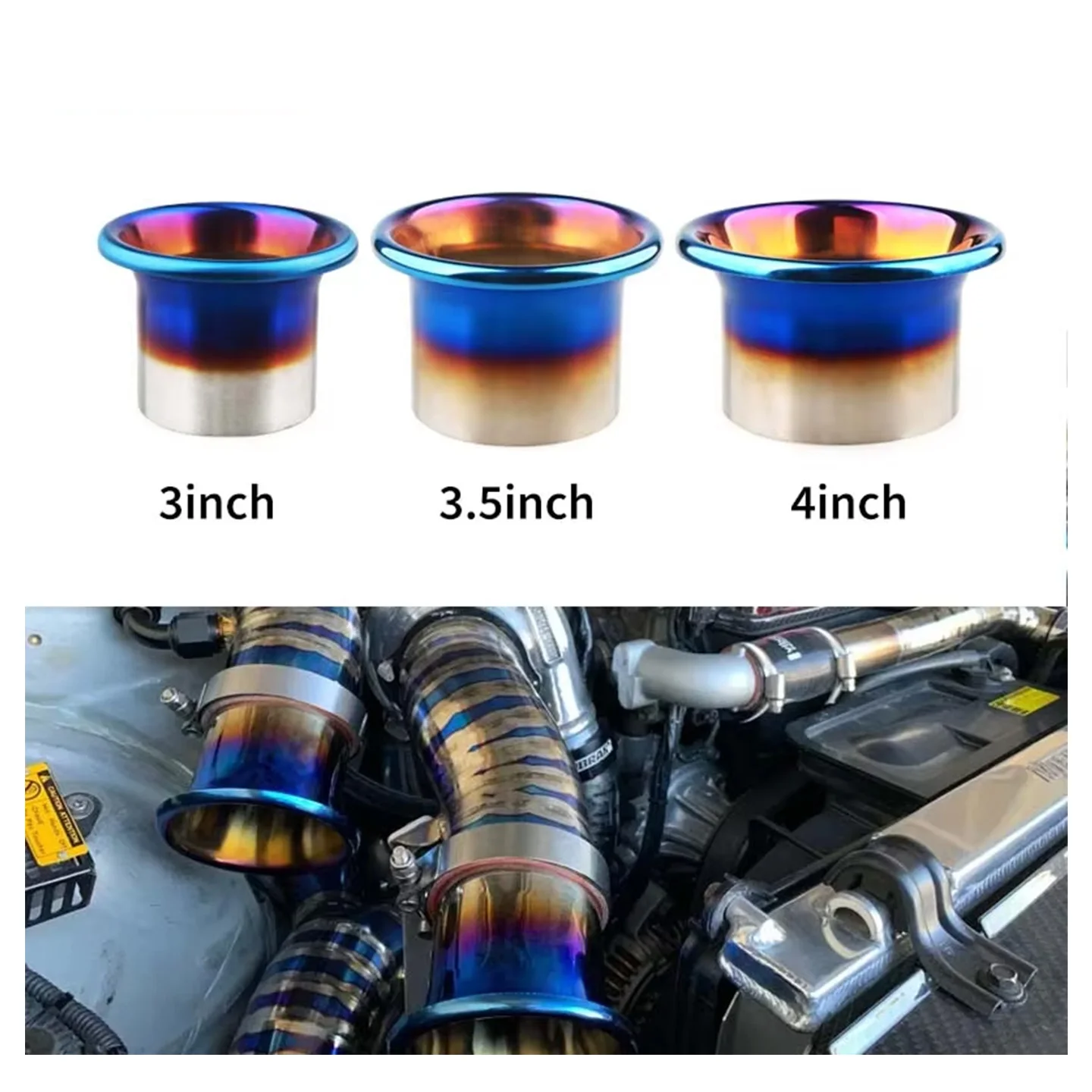 

Stainless Steel Blue End Cold Air Intake System Velocity Stack Kit 3'' 3.5'' 4'' Turbo Horn Funnel Kit