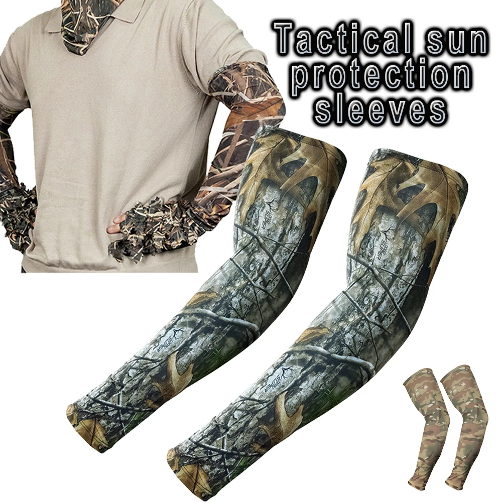

Tactical Sun Protection Ice Silk Sleeves Bionic Camouflage Hunting Double-Sided Sleeves for Fishing Photography Bird Watching