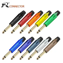 10pcs 6.35mm 1/4 inch Mono Plug,TS Solder Type DIY Audio Connector,Gold-Plated Quarter Inch Jack for Guitar Instrument Cable