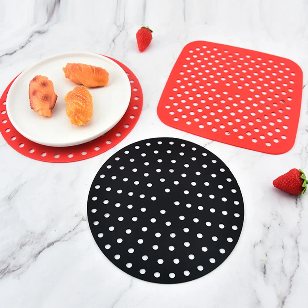 Tapis en Silicone pour friteuse à Air, accessoires de cuisine, tapis de cuisson antiadhésif, outils de pâtisserie, accessoires, ustensiles de cuisson, tapis d'huile, soucoupe grillée pour gâteaux