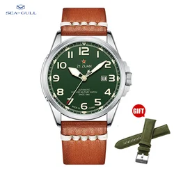 Seagull Luxury Bracelet Military Men Watch Automatic Mechanical Watches For Men Wear Resistant Leather Strap Luminous Clock D581