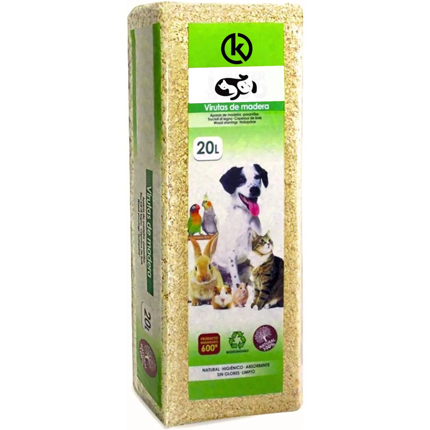KROWN - Lecho Natural de Virutas de Madera para Mascotas - Serrín de Calidad en Presentación de 20L para un Entorno Cómodo y Saludable