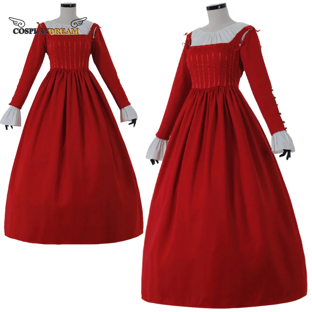 

Women's Red Medieval Renaissance Victorian Evening Dresses Costumes Retro Long Sleeve Lace Ball Gowns Maxi Dress Custom Made