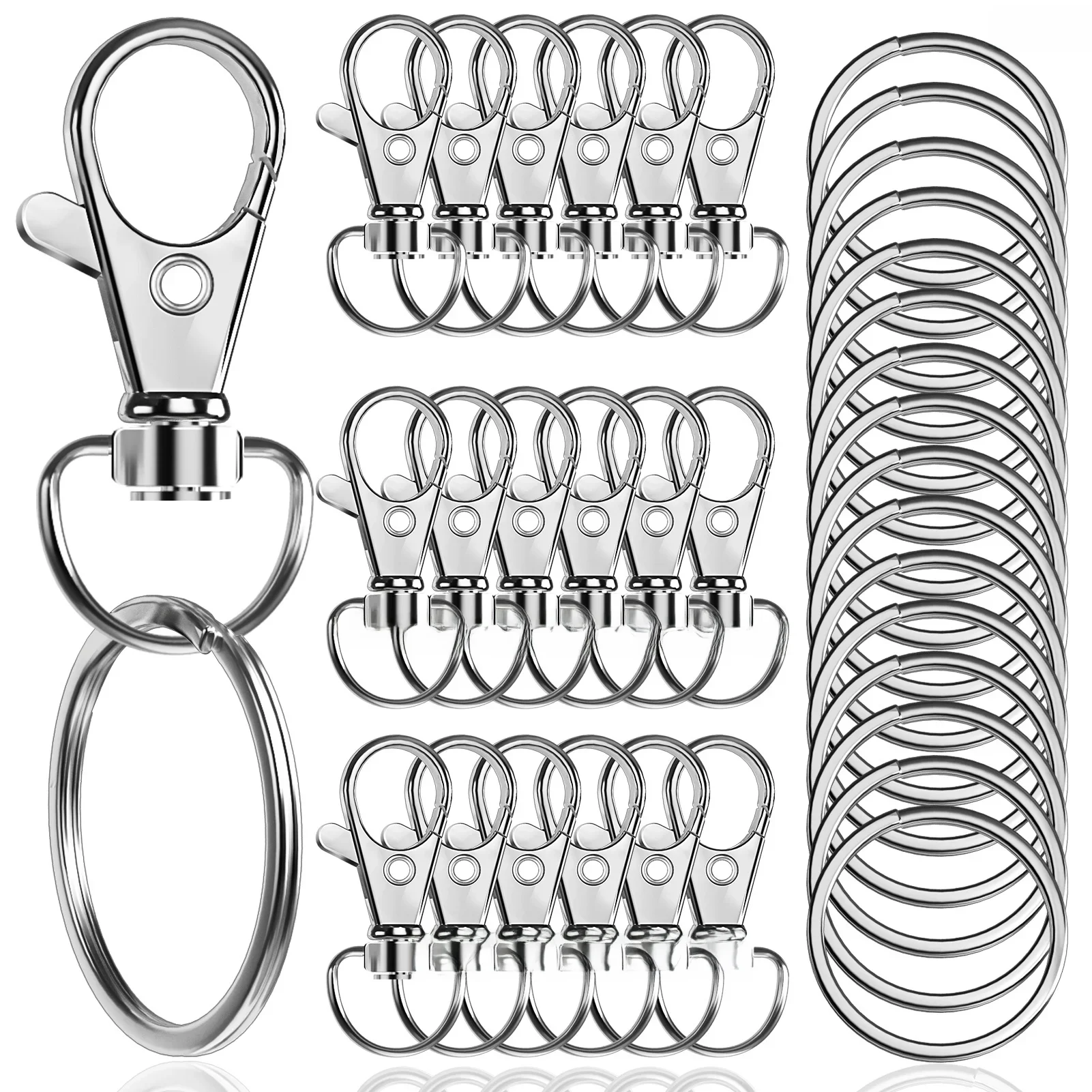 20 szt. Obrotowe zapięcie karabińczykowe z kółkiem na klucze 10 szt. Breloczek 10 szt. Ozdoba na breloczek DIY rzemiosło 32mm/1,25 cala — zdjęcie 2