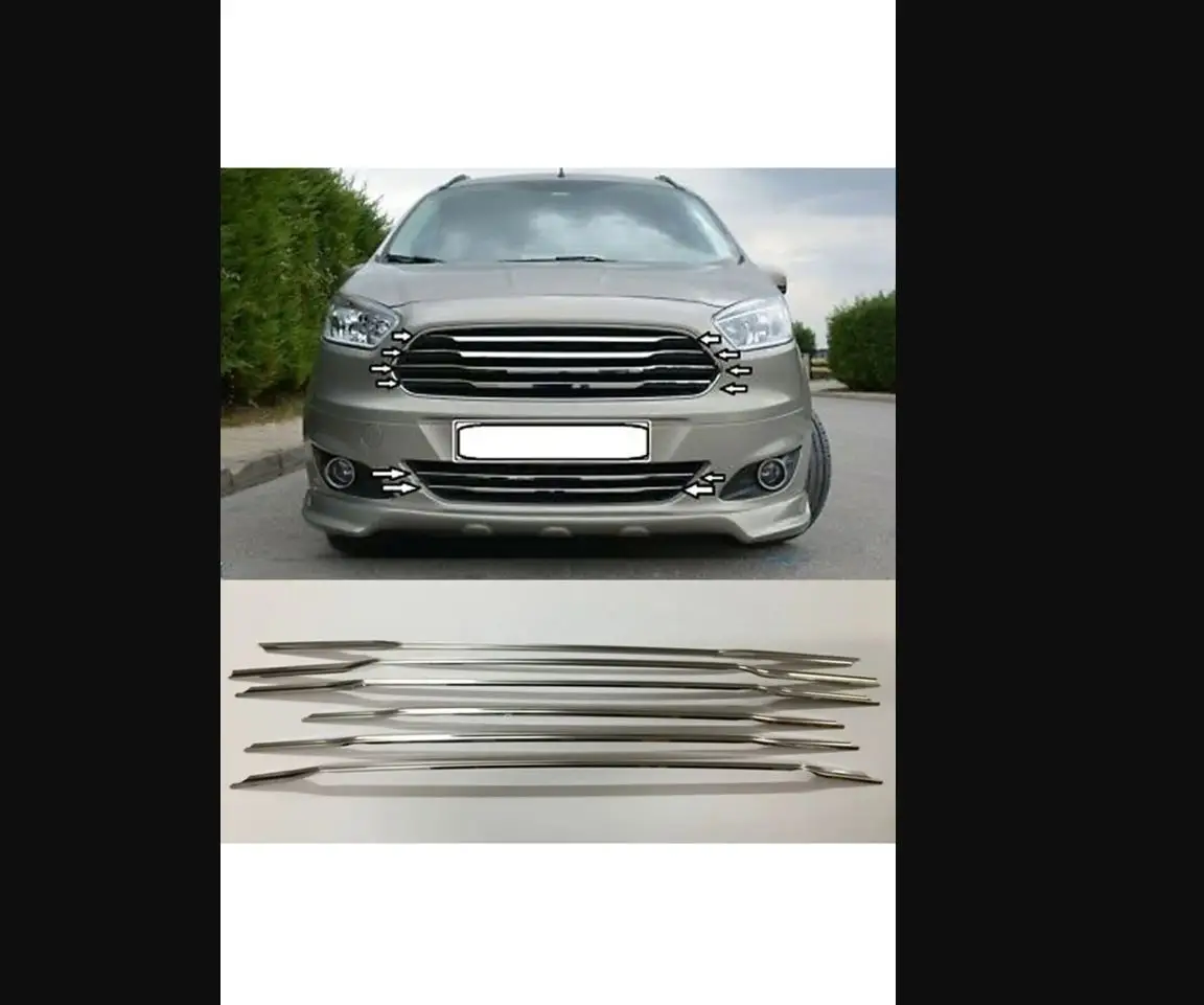 For Ford Courier Front Grille And Lower Bumper Chrome Nickel 6 Pcs 2014-2016 NON FACELIFT MODELS- Chromium Styling Accessory