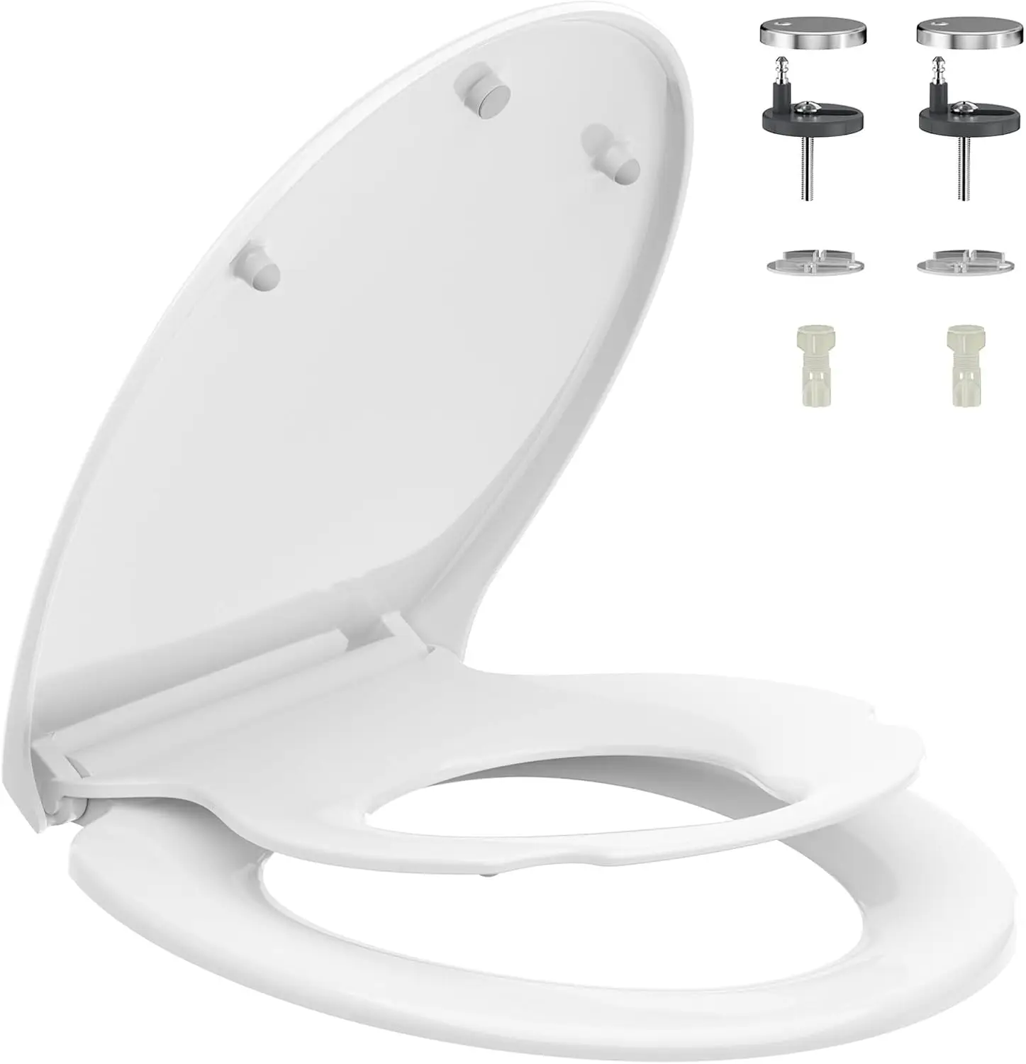 2-in-1 familie toiletbril O-vormig met kinderzitje, toiletbril van thermosetmateriaal met automatische verlaging, toiletbril verguld Nee, soft-close toiletbril met nano-glaze, universele toiletbril