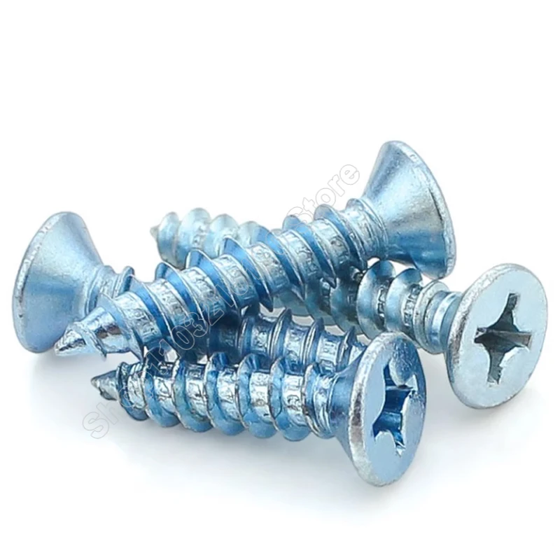 

10-100Pcs Zinc Plated Galvanized Cross Phillips Flat Countersunk Head Self-tapping Small Screw Wood Use M4 M5 M6 Length 10-50mm