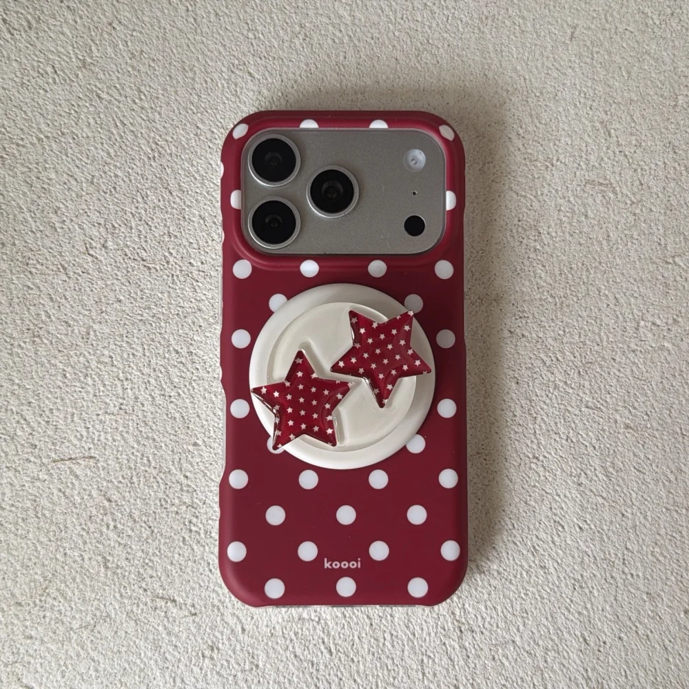 

Fashion simple polka dot star with for magsafe holder phone case for iPhone 17 16ProMax14 15Pro cover Korean INS protective case
