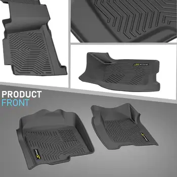 適用於雪佛蘭 Silverado/GMC Sierra 1500 Crew Cab 1999-2006 年的 TPE 材質腳踏墊,包含前排和第二排座椅,三件套,全天候適用。 10 最佳銷售 GMC Sierra配件 - №1