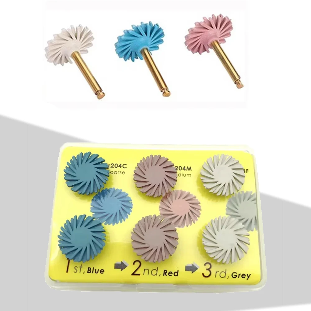 

6Pcs Dental Polishing Disc Kit Diamond Bur Polisher Flex Spiral Brush for Composite Resin Teeth
