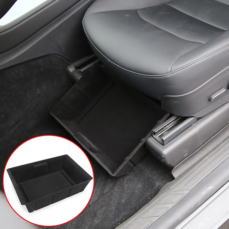 

Klutchtech Under Seat Storage Box High Capacity Organizer Case Felt Cloth Drawer Holder Compatible with Tesla Model Y 2021-