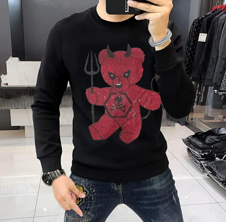 

Rhinestone design Hoodies Men's Fleece-Lined 2025 Sweatshirts