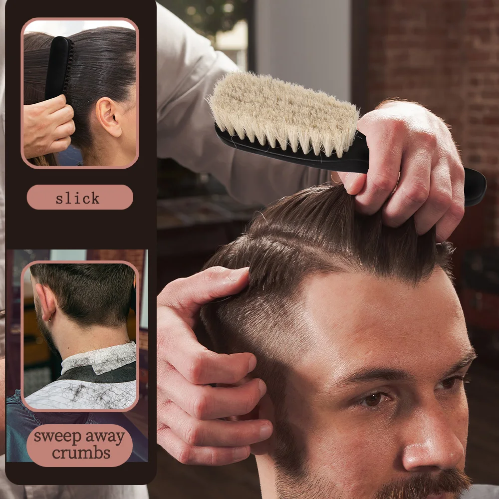 Men's beard brush, wooden handle, white horse hair, beard cleaning brush, hair styling brush, anti-static hair styling brush, sh