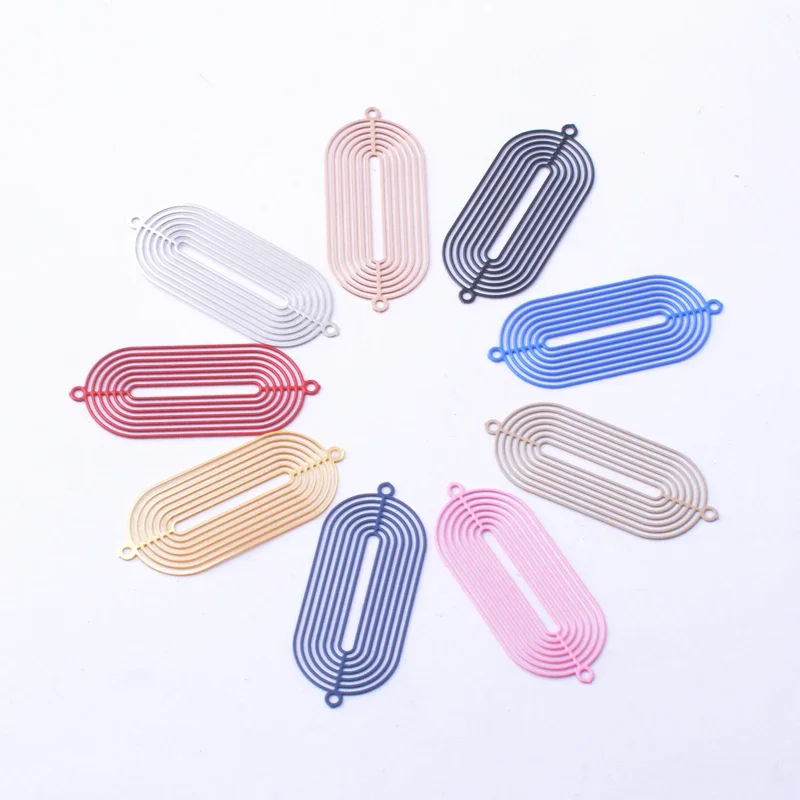 LIPPO 30 pièces AC13518 30*14mm coloré couleur or Rose connecteurs elliptiques breloques creux bricolage fabrication de bijoux 3