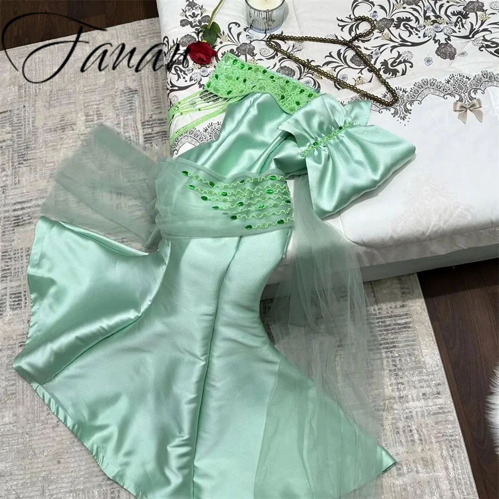 Customized Off the Shoulder Prom Gown Lace Tassel Satin Temperament Elegant Mermaid Modern Birthday Party Dresses فساتين للحفلات