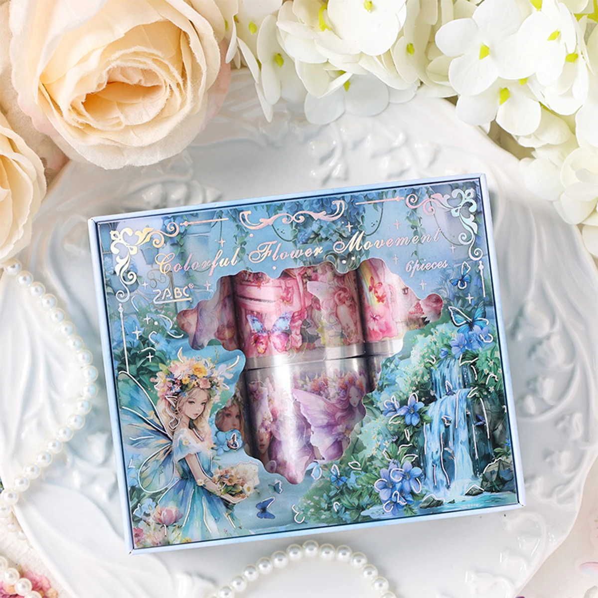 

6 рулонов/коробка ПЭТ-наклеек «Бабочка Фея», подходит для поделок своими руками и подарочной коробки, праздничных украшений, модных предметов