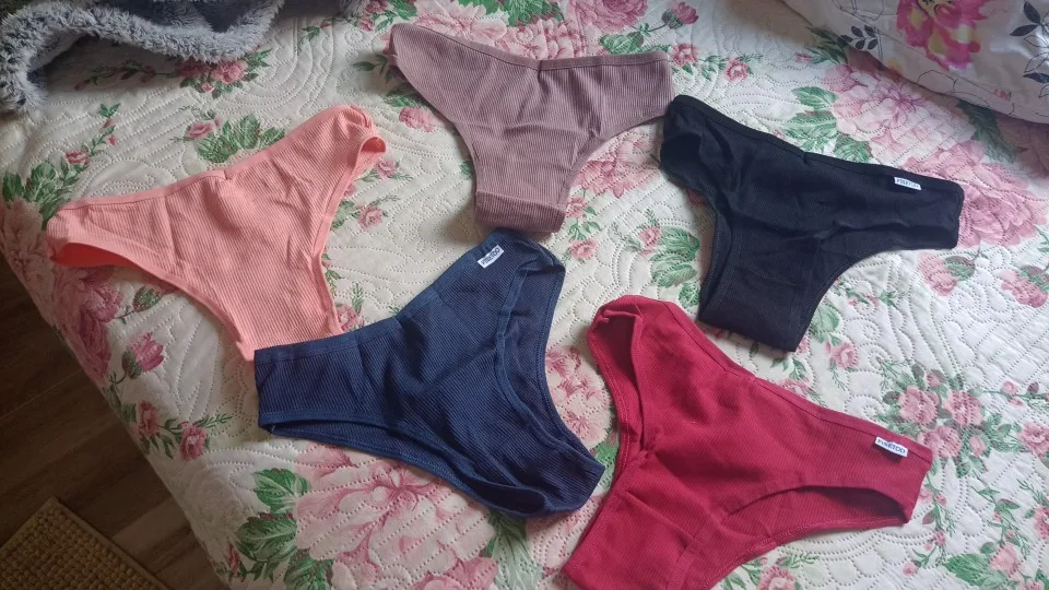 FINETOO 3/5Pcs Cotton Brazilian Panties Women's Panties Sexy V Waist T-Back Underwear Female Soft Underpants Lady Bikini Lingeri photo review