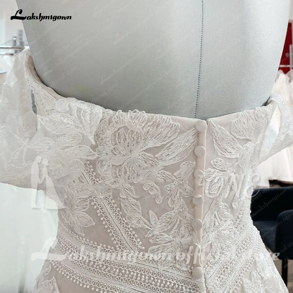 Stylish Off-the-Shoulder Aline Wedding Dress Floral Lace Appliques Backless Bridal Dress 2023 Vestido Sexy Boho Bridal Dress