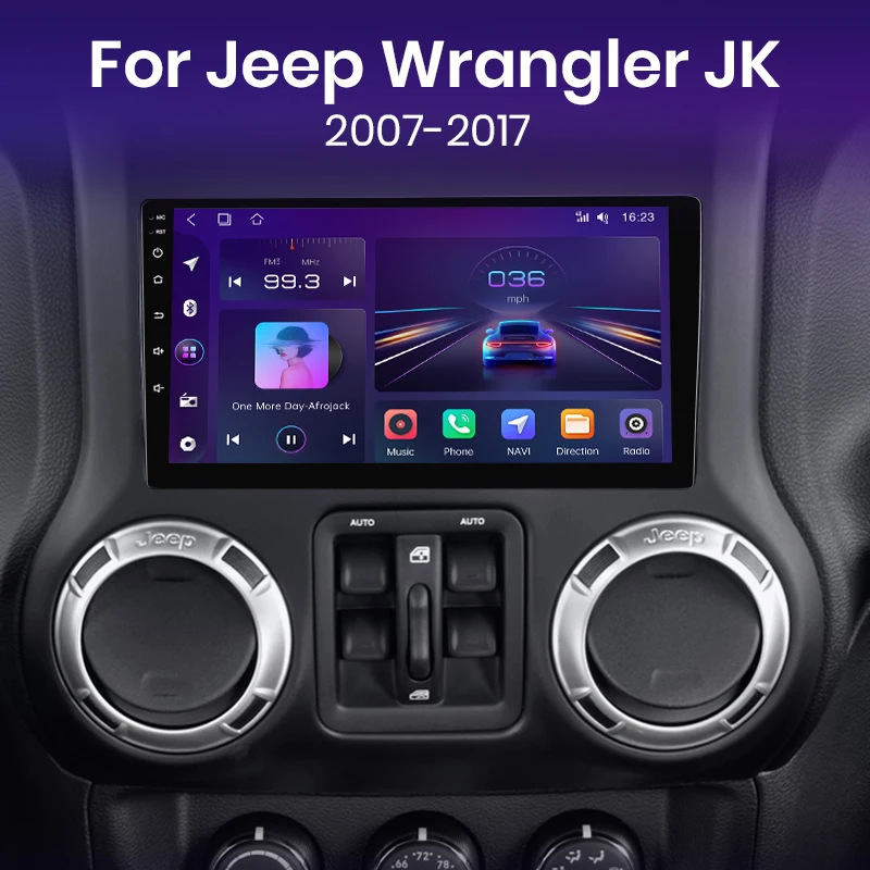 junsu Android Head Unit Car Radio with GPS Navigation DSP for Jeep Wrangler JK 2007-2018 Dodge Ram Android 13 with Wireless CarPlay Android Auto  Android Head Unit Android Head Unit Car Radio with GPS Navigation DSP  Car Multimedia Player