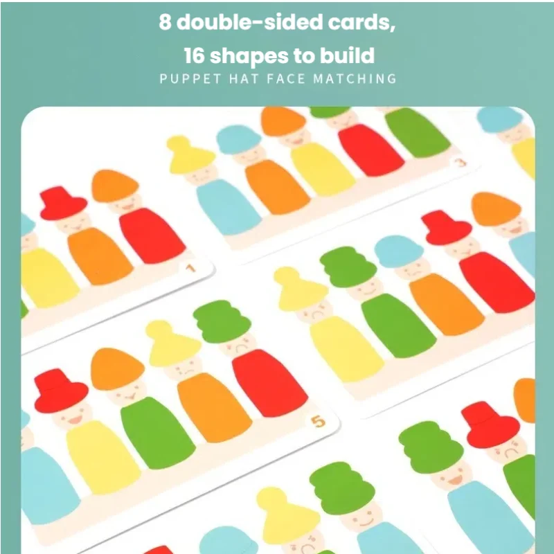 ألعاب مونتيسوري لعبة فرز الألوان الخشبية على شكل قبعة لعبة مطابقة دمى الوتد لعبة التراص لعبة المهارات الحركية الدقيقة هدايا للأطفال الصغار #4