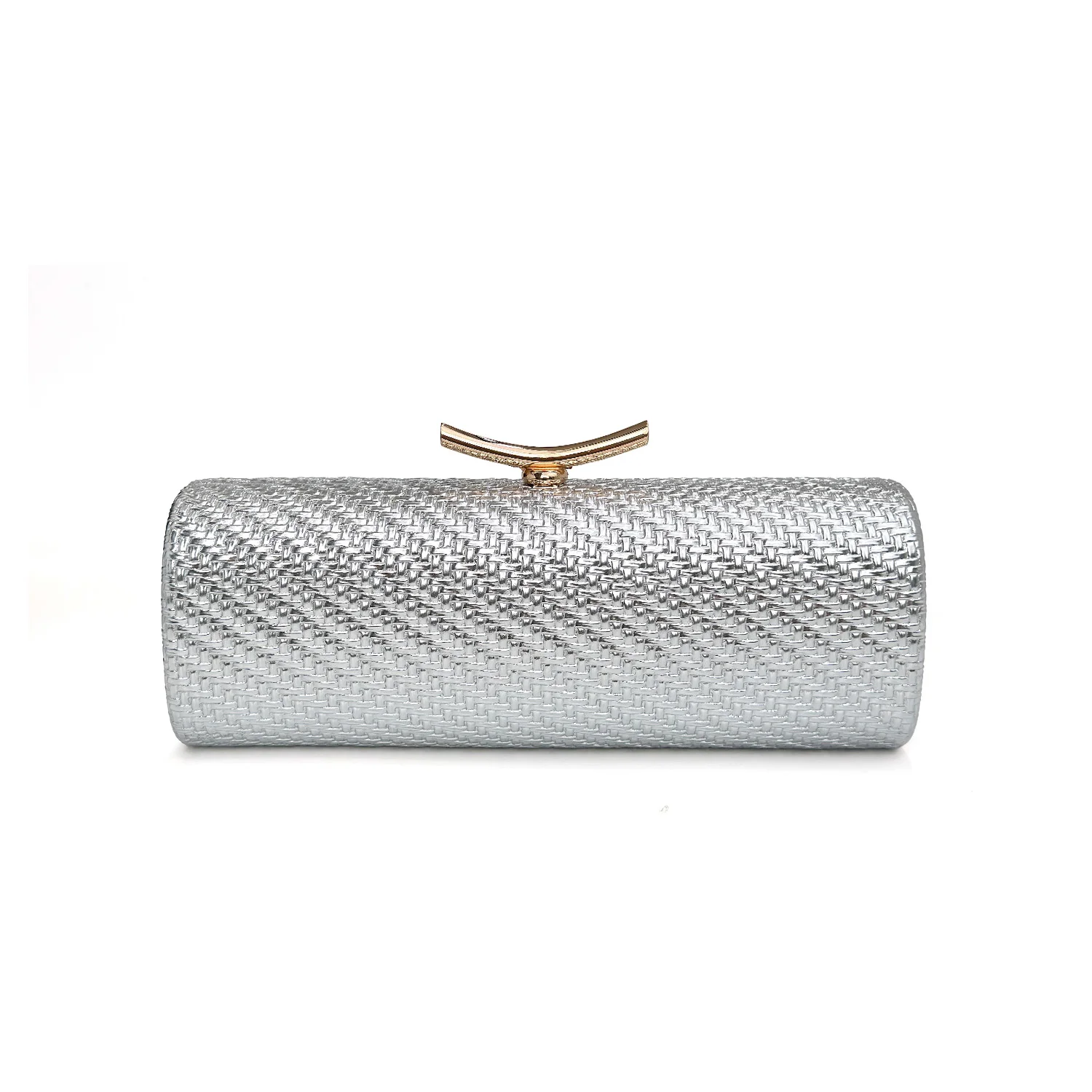 Gewebte zylindrische Damen-Abendtasche, luxuriöse unifarbene Handtasche, stilvolle Party-Hochzeits-Clutch, elegante vielseitige Umhängetasche – Detail 12