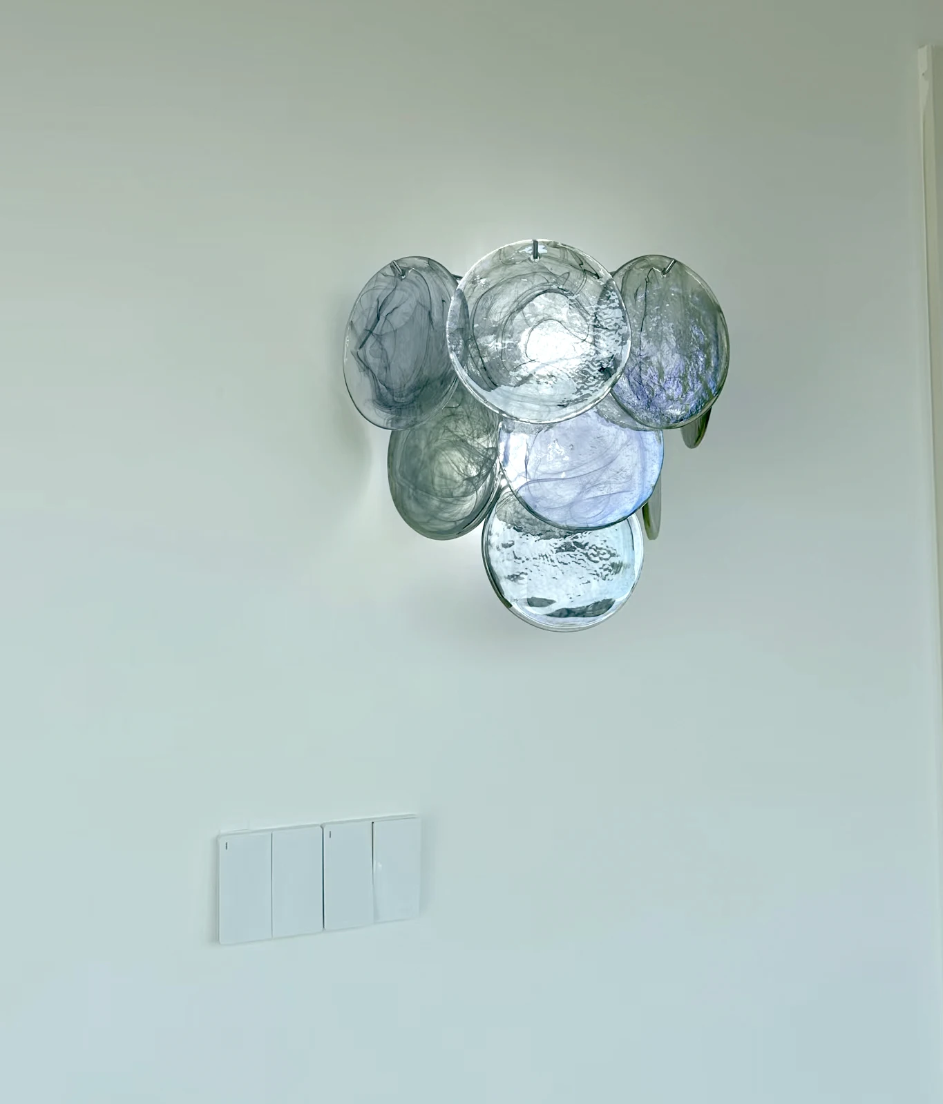 Vintage Murano Blue Glass Disks Chandelier
