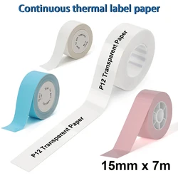 Phomemo D30 Continuous Color Label Paper 15mm X 7m Compatible for D30 D35 Q30 Label Maker Thermal Printing Inkless & Clean