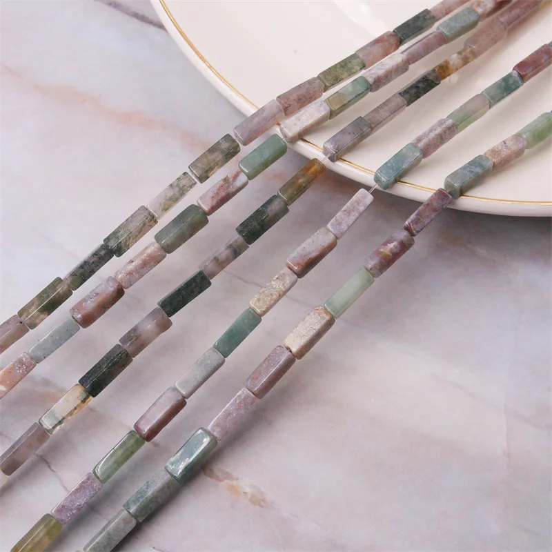 Indian Agate Bar Beads Strand Cuboid Rectangle Natural SemiPrecious Stone 5x13mm For Jewelry Making DIY Bracelet Earrings Craft