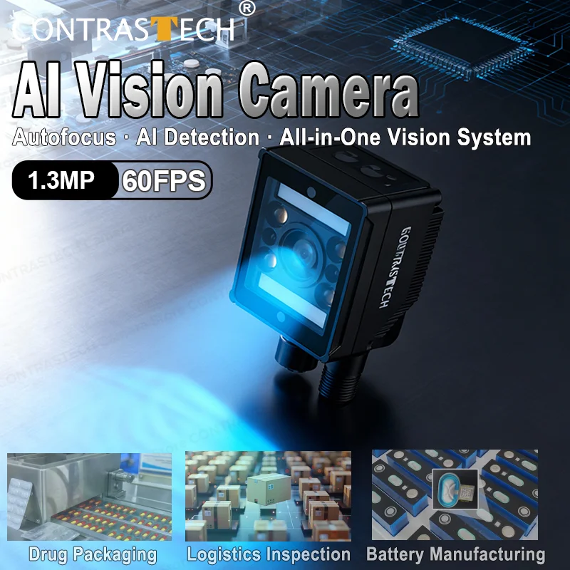 AI Smart Vision Camera 1.3MP 60FPS Motorized Focus Diffused + Polarized Light Industrial Inspection for Spot Counting New