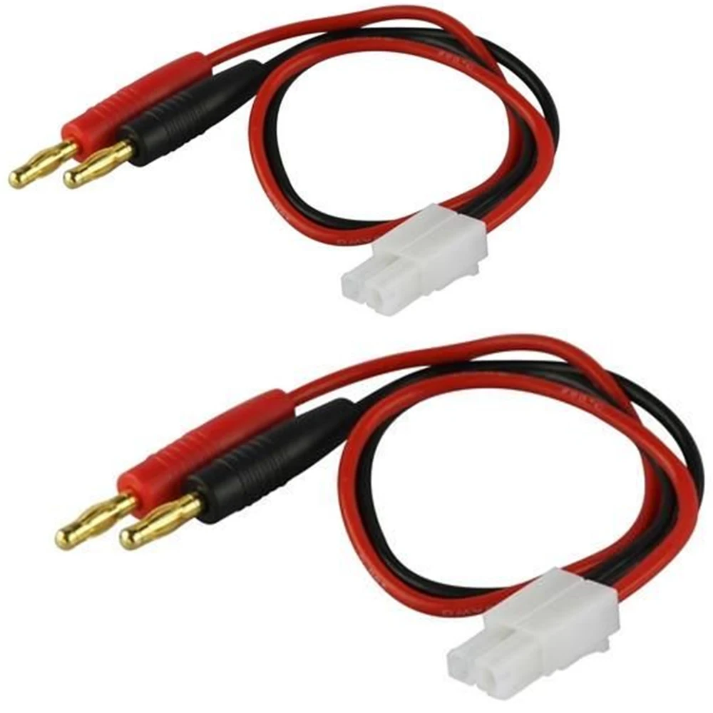 2 packs RC Cable Tamiya Charging Cable Connector to 4.0 4mm Banana Plug Balance Charge Cable 14awg 30cm 11.8in for RC Helicopter