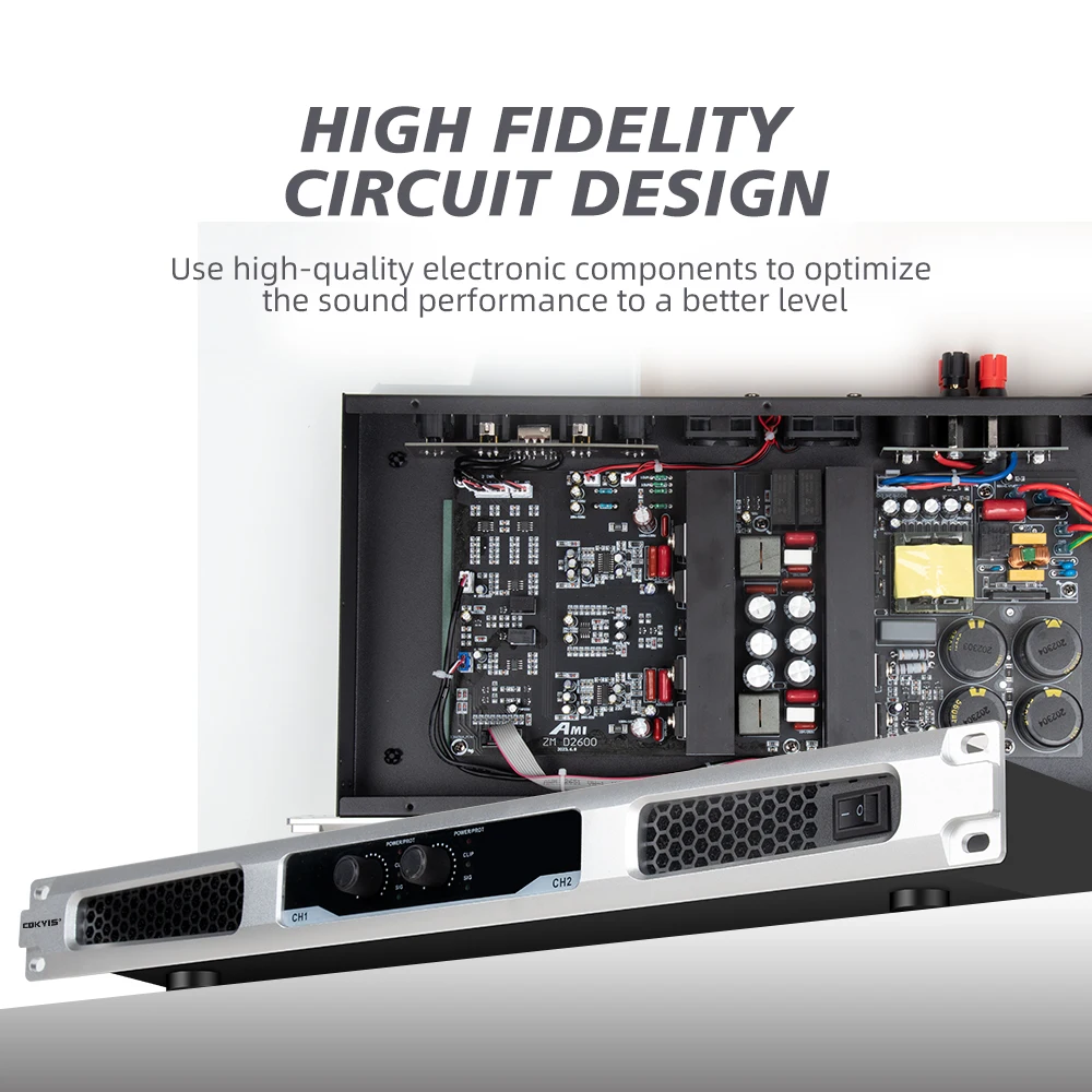 서브우퍼 프로 오디오 장비용 전문 파워 앰프 스테이지, 4 채널 앰프, 500W * 4 각 채널, 90-270 VAC, 6000W 와트