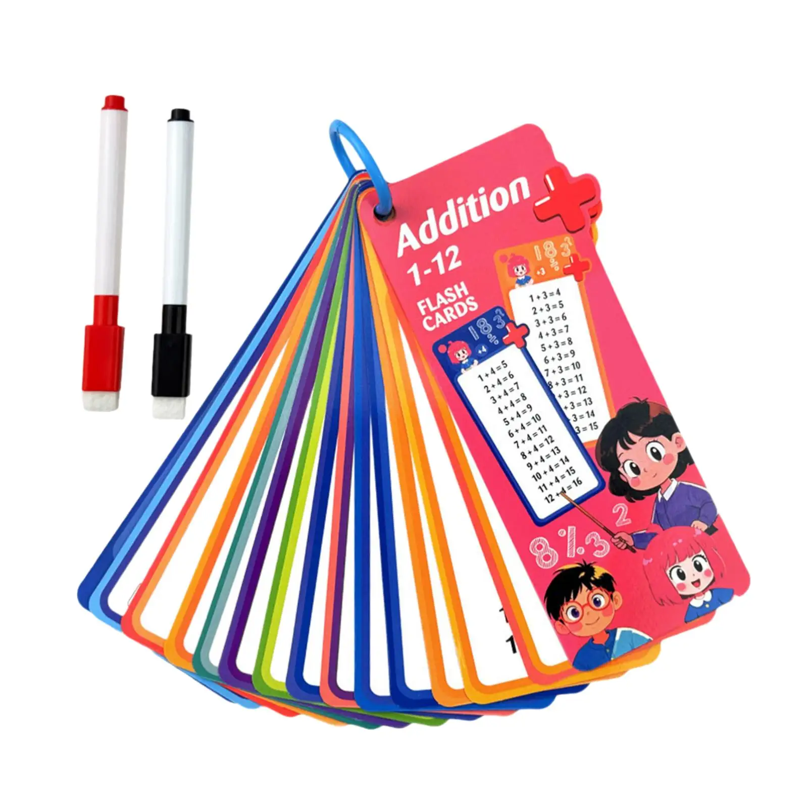 15Pcs/set Math Addition Subtraction Multiplication Division Card Reusable Practice Card for Kids Learning Early Education Toy