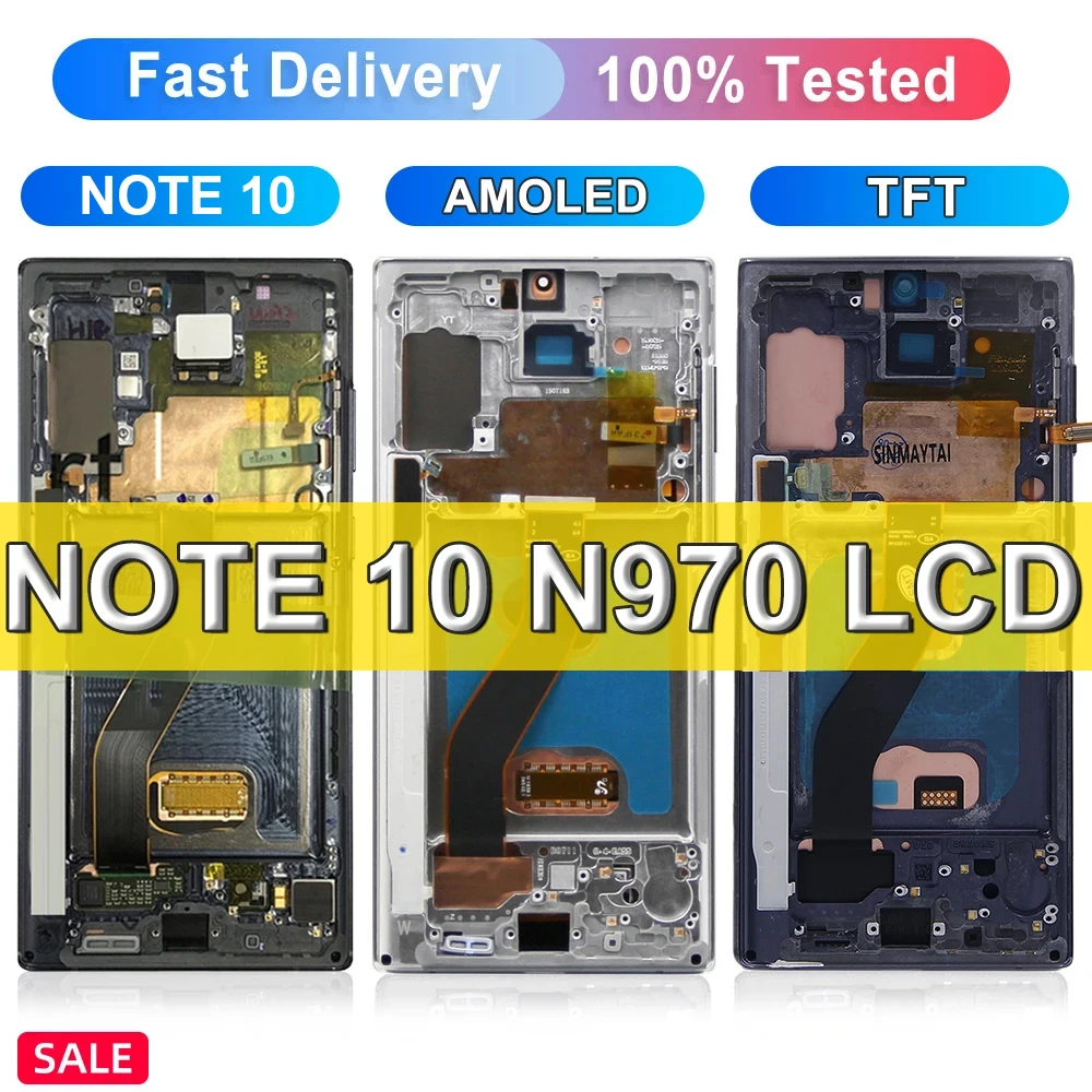 Note 10 AMOLED TFT LCD Screen, For Samsung Galaxy Note10 LCD Display N970F Touch Screen Replacement For Samsung Note10 Display