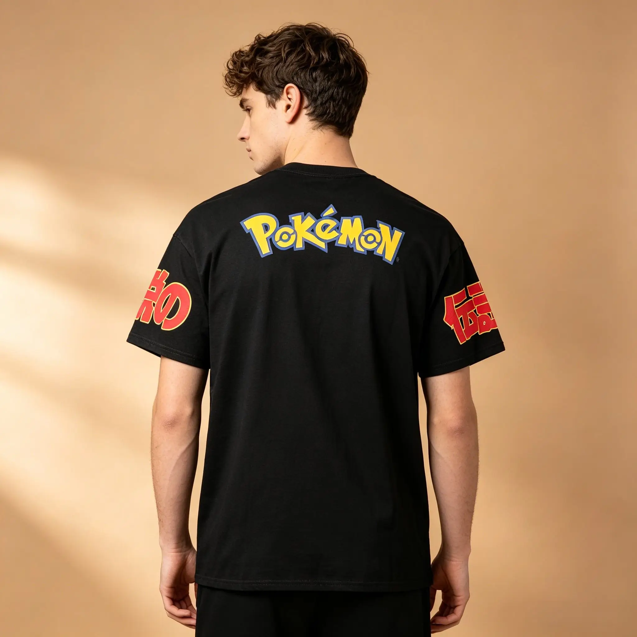 Men's Legendary Pokemon Collage Graphic T-Shirt, Black Vintage Anime Cotton Short Sleeve Tee