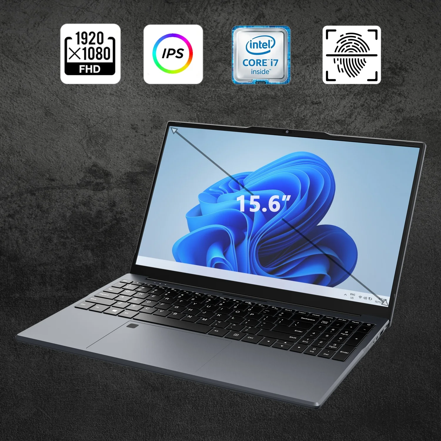 كمبيوتر محمول محمول 15.6 بوصة SSD Intel i7-6500U 16GB Ram 1TB /512GB Windows 11 أجهزة الكمبيوتر المحمولة ألعاب مكتب بإضاءة خلفية Fingerpri Wifi Computer