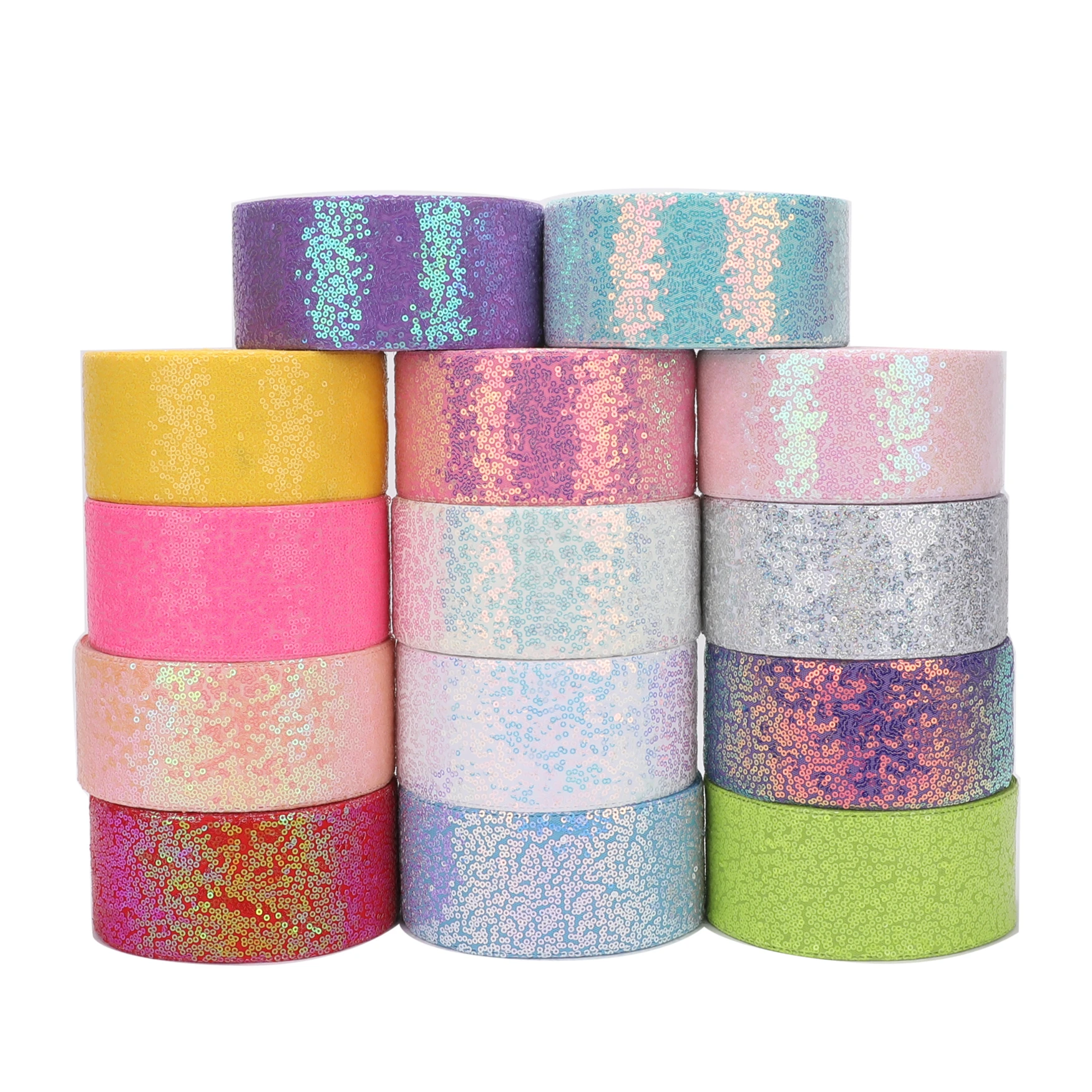 HSDRIBBON Listones 3inch 75mm Gold film Series Sequin Scribble Sequin Ribbon 25Yards/Roll