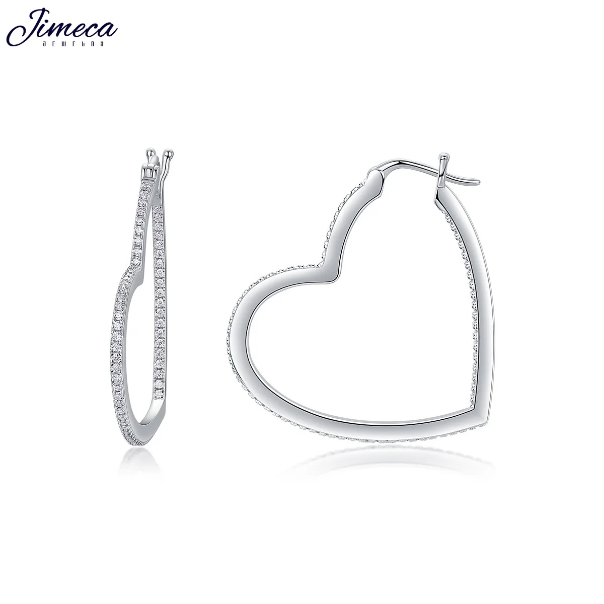 Moissanite Earrings silver 925, Big heart hoop earrings set earring tendentious 2024 love jewelry set jewellery women