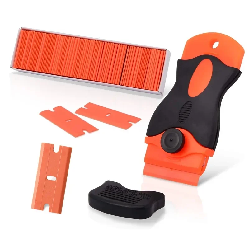 Autolakschraper met plastic vervangende messen Sticker Lijmverwijdering Schraper Gereedschapsset voor het verwijderen van etiketten Stickers Sticker - afbeelding 2