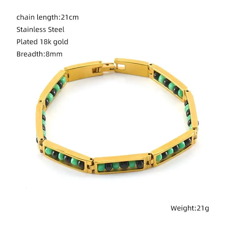 CARLIDANA 2022 Neue Ankunft Edelstahl Schmuck Grün und Gelb Farbe Orula Armband Mix Perlen Unisex Armreif Für Frauen – Detail 12
