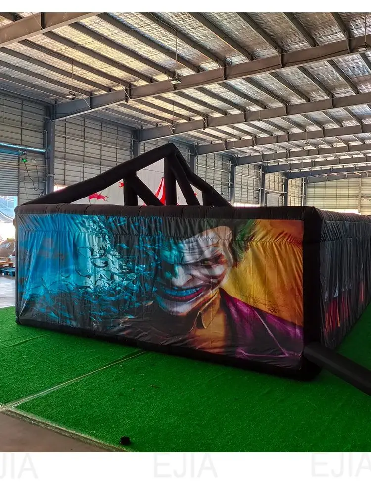 Maison hantée gonflable commerciale Portable personnalisée 10x5m, grand labyrinthe d'halloween en plein air, jeu de labyrinthe gonflable pour fête et événement