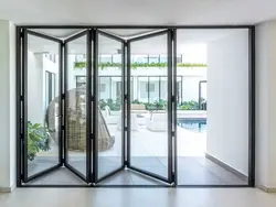 Puerta plegable DN, puertas de acordeón plegables de aluminio con rotura térmica para casas, puerta plegable de vidrio templado doble Exterior personalizada
