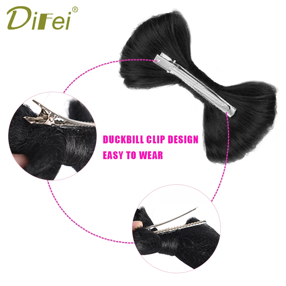 DIFEI Synthetic Hair Bow Buns Clip Bun Hairstyle Bow Hair Accessories For Women Brown Black Chignon Hairpins Wig Hair Bun