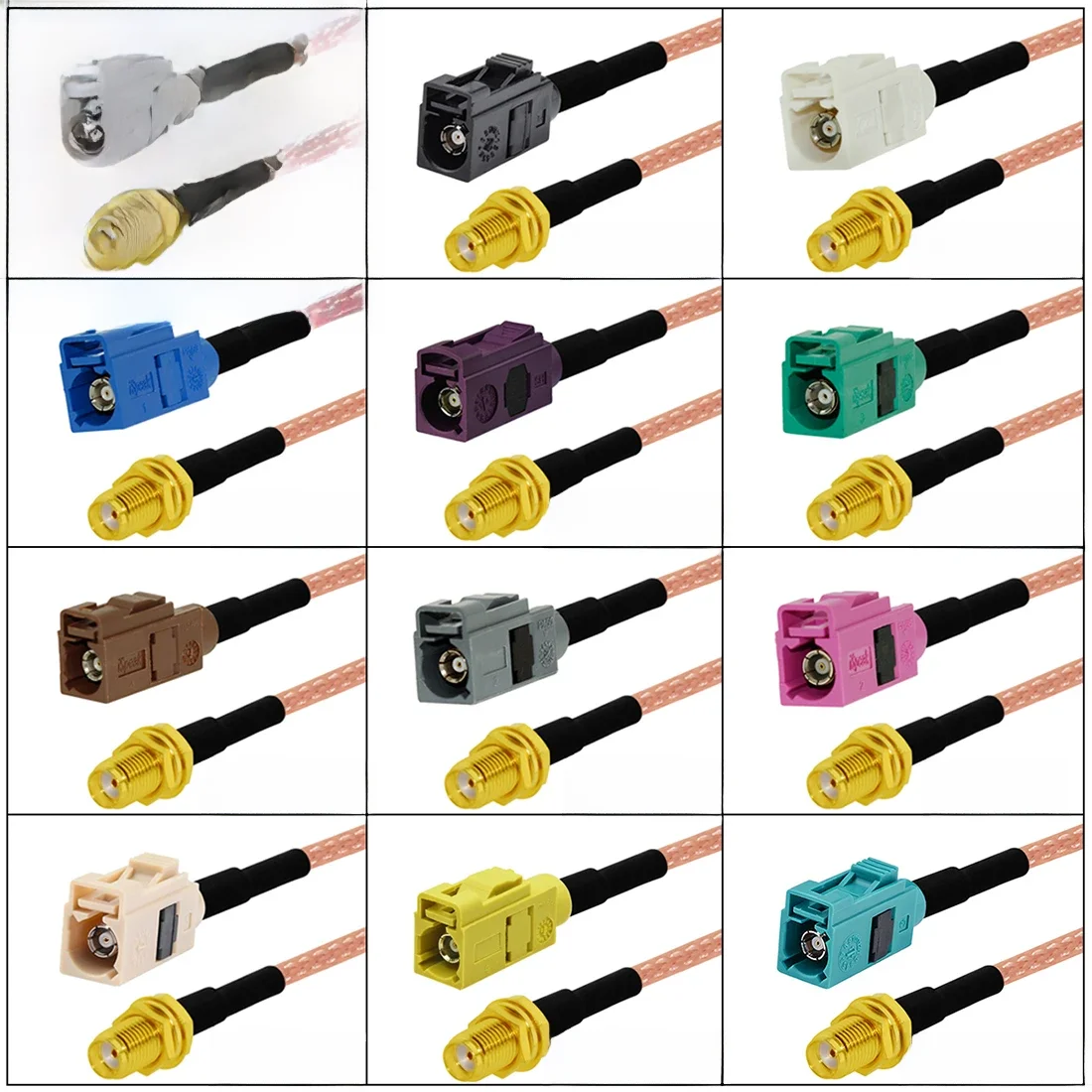 Écrou Jack femelle SMA vers Fakra A/B/C/D/E/F/G/H/I/K/Z, connecteur femelle, câble en queue de cochon RG316 15cm/30cm/50cm/100cm, nouveau