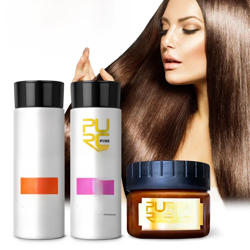 PURC-Crème de Traitement Brésilienne KerBrian pour Femme, Ensemble de Masques Lissants, Réparateurs de Frisottis Endommagés, Soins Capillaires Secs, 3 Pièces