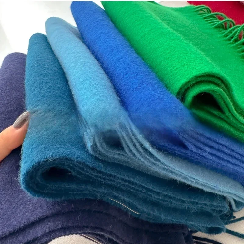 100% Wełniany Szalik Zimowy Dla Kobiet Długie Ciepłe Szaliki Kaszmirowe Hidżab Solidny Szal Damski Chusta Pashmina Bandana Szaliki na głowę Nowy — zdjęcie 2