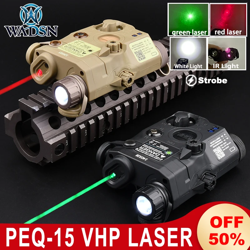 WADSN Tactical PEQ 15 Red Dot Laser IR Led Light Hunting Rifle PEQ Airsoft Green Blue Laser Sight Weapon Scout Strobe Flashlight