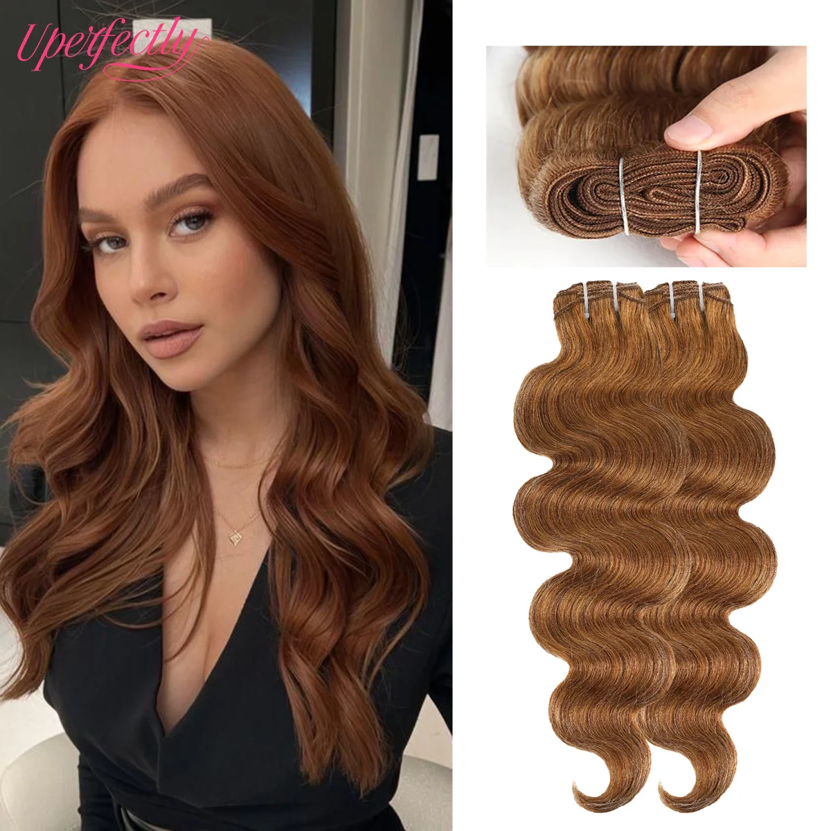 

Uperfectly 32 Colors Sew In Human Hair Extensions Weft 16–22" Real Natural Remy Hair Body Wave Bundles For Women 50G/100G
