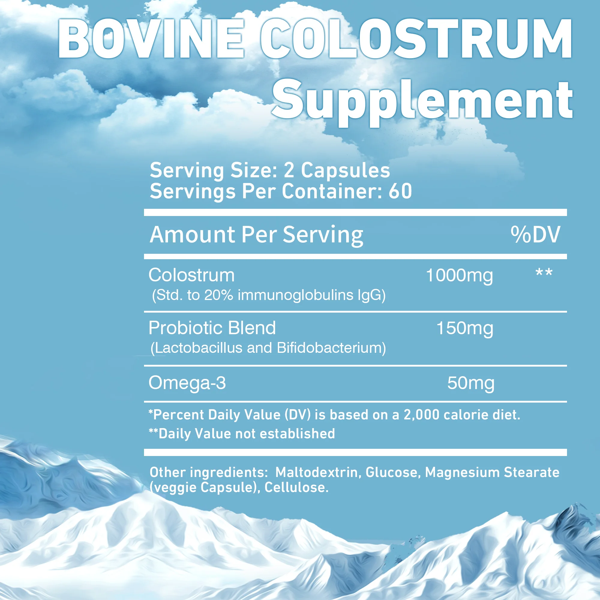 Bovine Colostrum Supplement - 20% IgG - Boost Immune System, Gut, Digestive Health - 120 Capsules